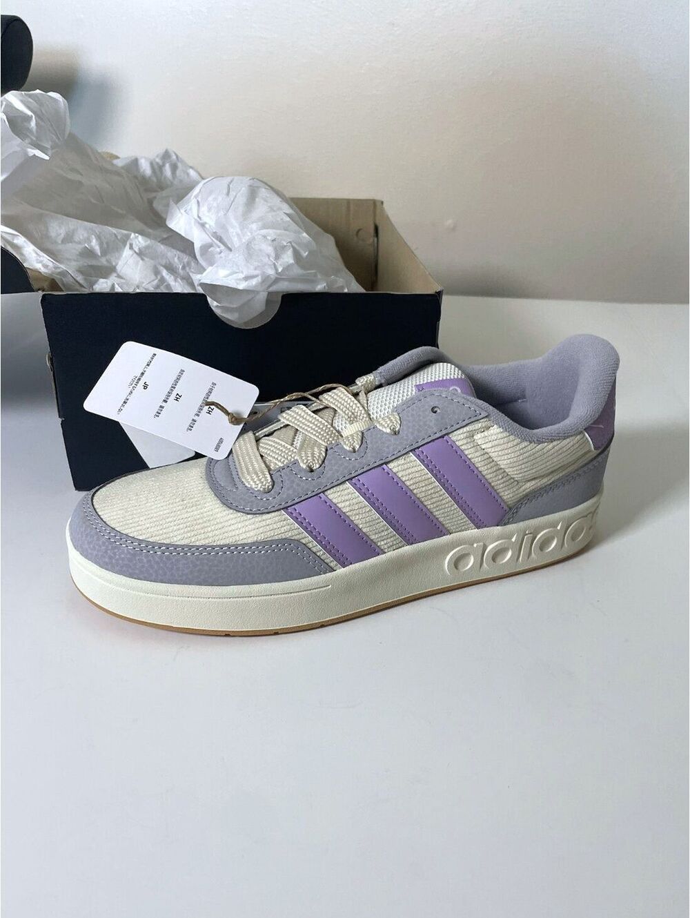 NWT Adidas Breakbase J Kids Sneakers Purple/Cream Size 4.5